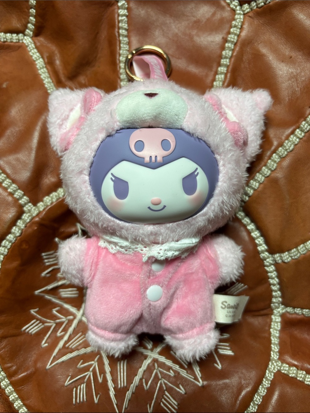 Sanrio Kuromi Pink Plush Keychain - Cute Furry Accessory
